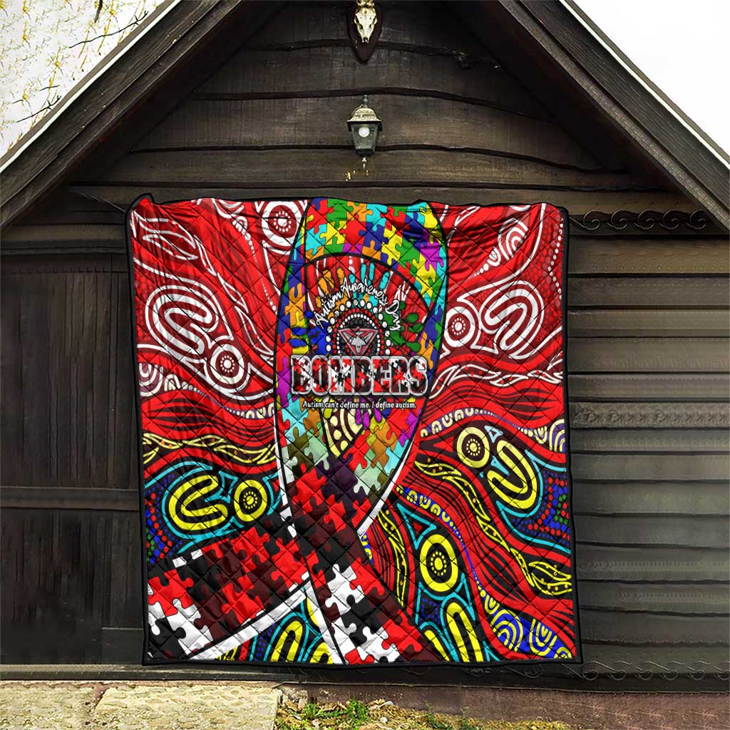 Autism Awareness Australia Essendon Bombers Quilt Aboriginal Indigenous Art
