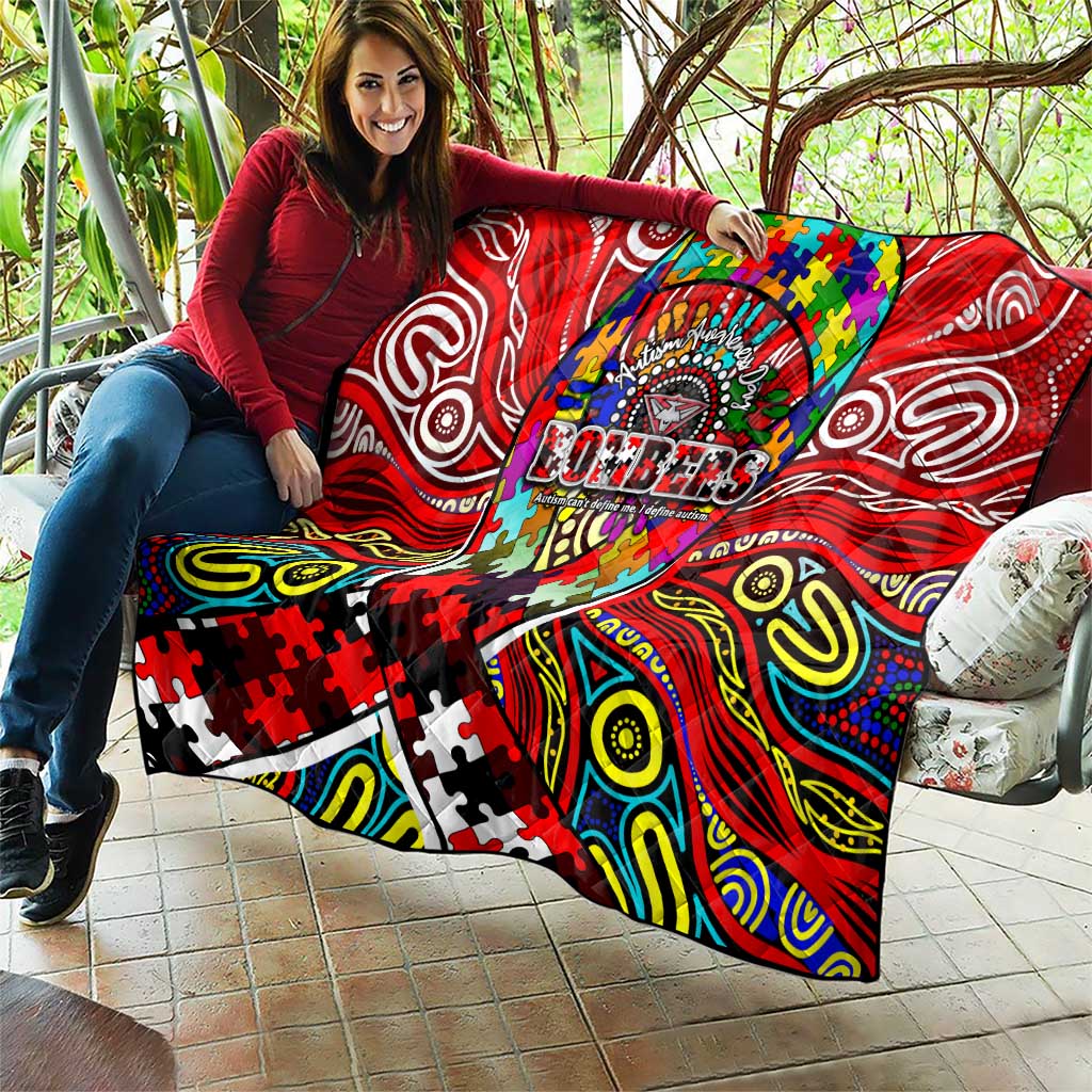 Autism Awareness Australia Essendon Bombers Quilt Aboriginal Indigenous Art