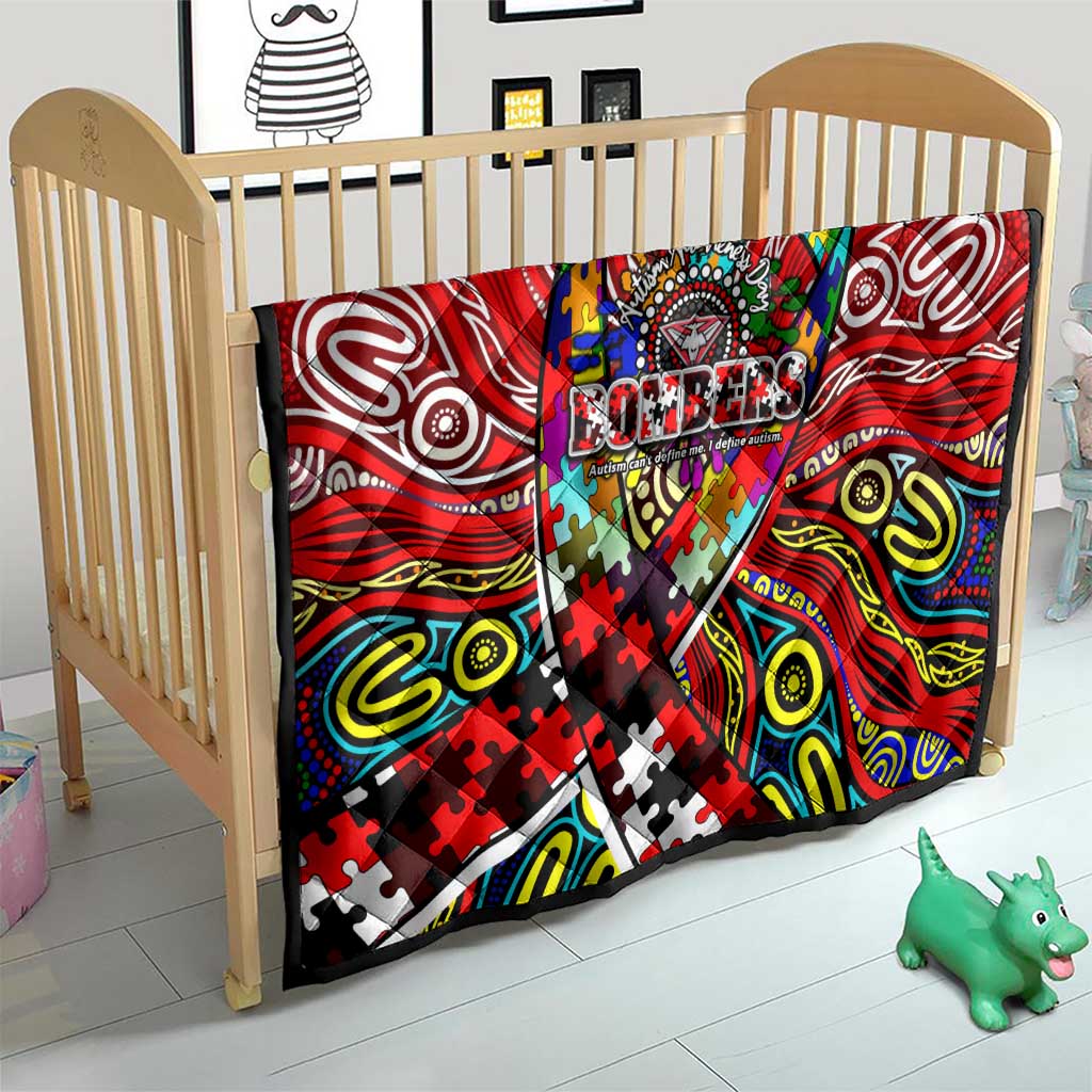 Autism Awareness Australia Essendon Bombers Quilt Aboriginal Indigenous Art