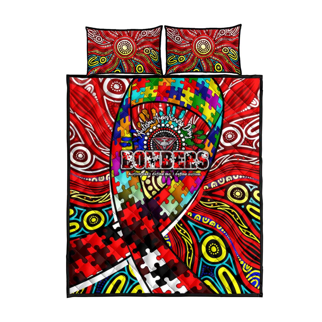 Autism Awareness Australia Essendon Bombers Quilt Bed Set Aboriginal Indigenous Art