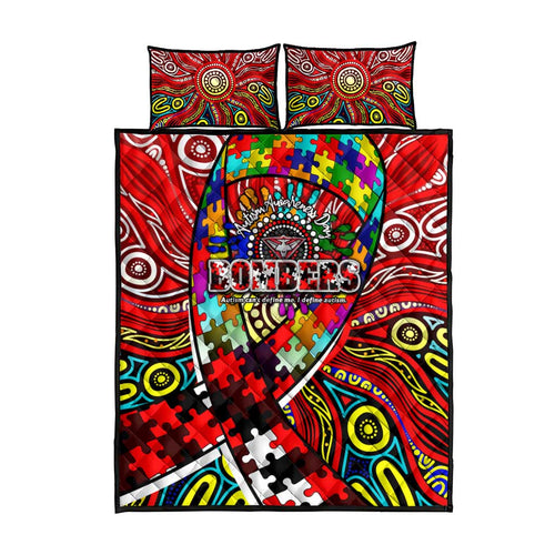 Autism Awareness Australia Essendon Bombers Quilt Bed Set Aboriginal Indigenous Art