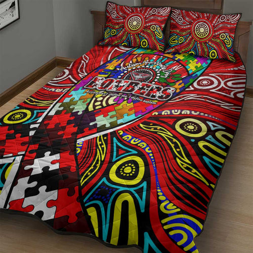 Autism Awareness Australia Essendon Bombers Quilt Bed Set Aboriginal Indigenous Art