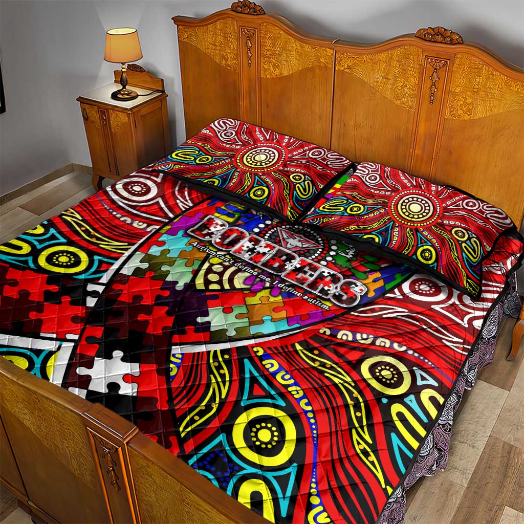Autism Awareness Australia Essendon Bombers Quilt Bed Set Aboriginal Indigenous Art