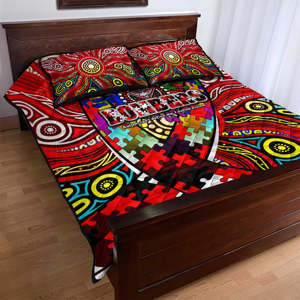 Autism Awareness Australia Essendon Bombers Quilt Bed Set Aboriginal Indigenous Art