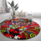 Autism Awareness Australia Essendon Bombers Round Carpet Aboriginal Indigenous Art