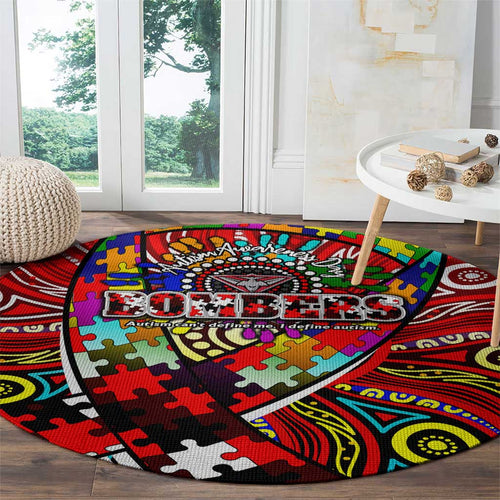 Autism Awareness Australia Essendon Bombers Round Carpet Aboriginal Indigenous Art