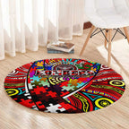 Autism Awareness Australia Essendon Bombers Round Carpet Aboriginal Indigenous Art