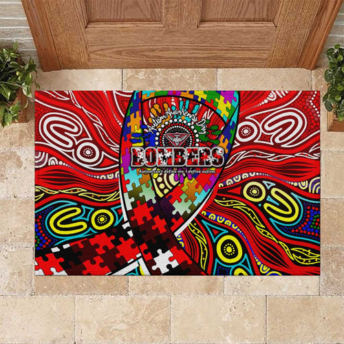 Autism Awareness Australia Essendon Bombers Rubber Doormat Aboriginal Indigenous Art