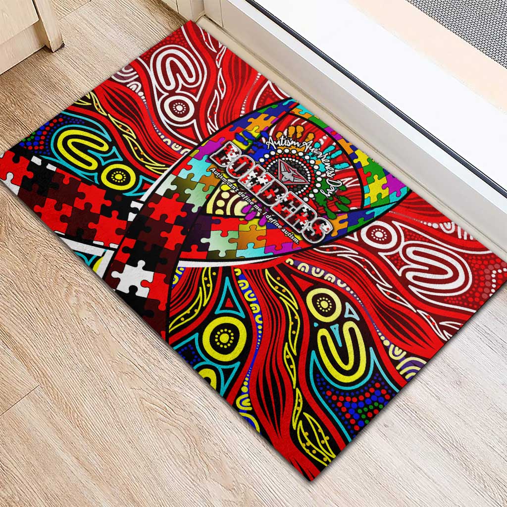 Autism Awareness Australia Essendon Bombers Rubber Doormat Aboriginal Indigenous Art