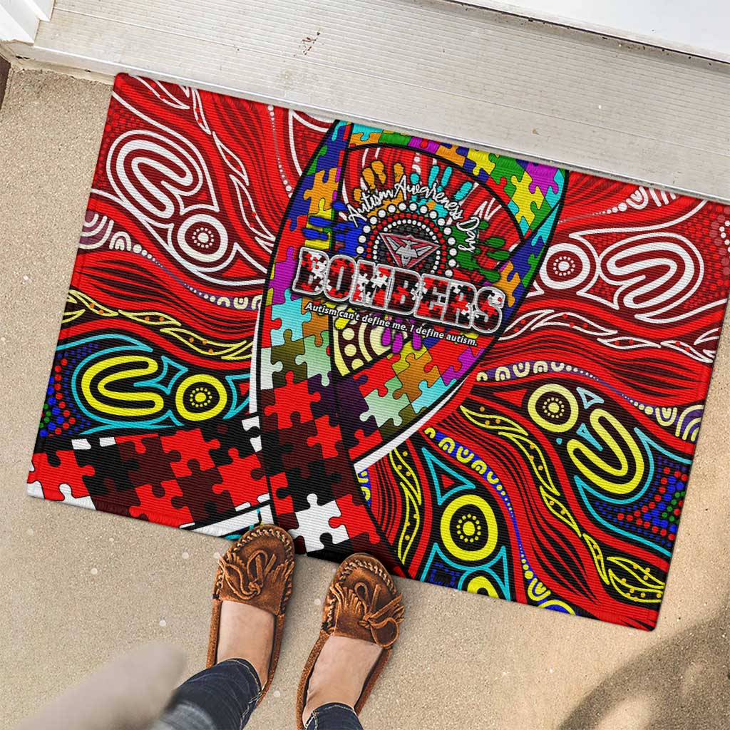 Autism Awareness Australia Essendon Bombers Rubber Doormat Aboriginal Indigenous Art