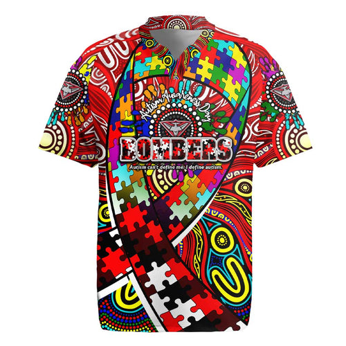 Autism Awareness Australia Essendon Bombers Rugby Jersey Aboriginal Indigenous Art