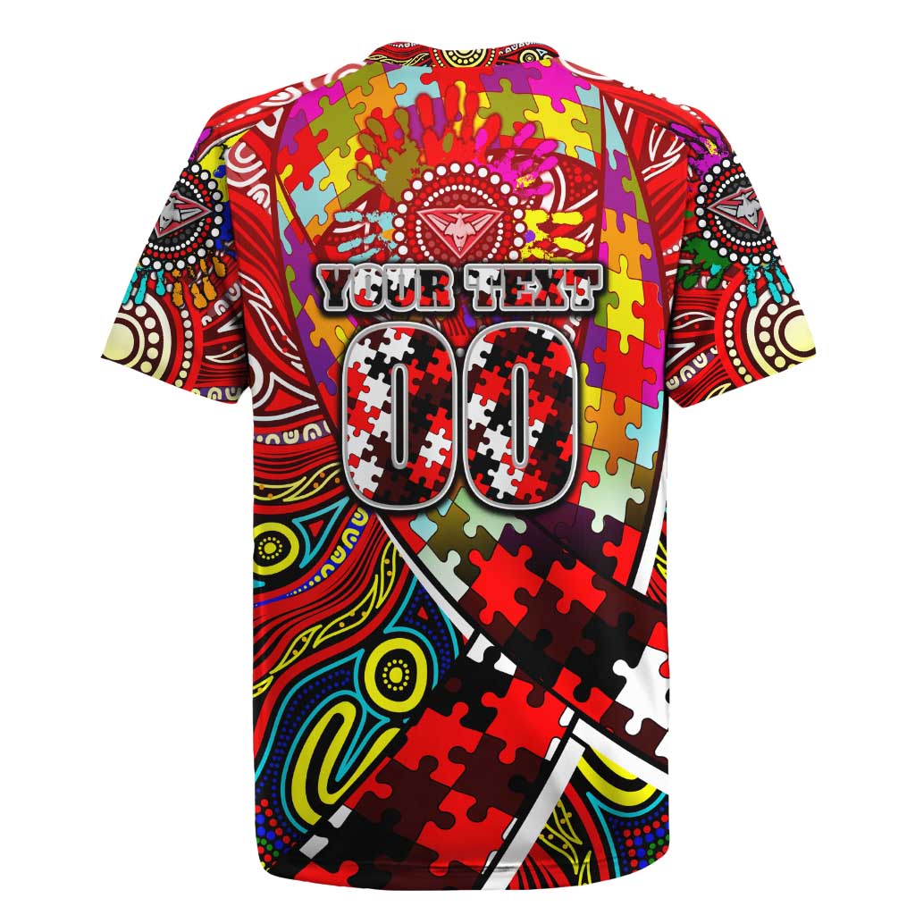 Autism Awareness Australia Essendon Bombers Rugby Jersey Aboriginal Indigenous Art