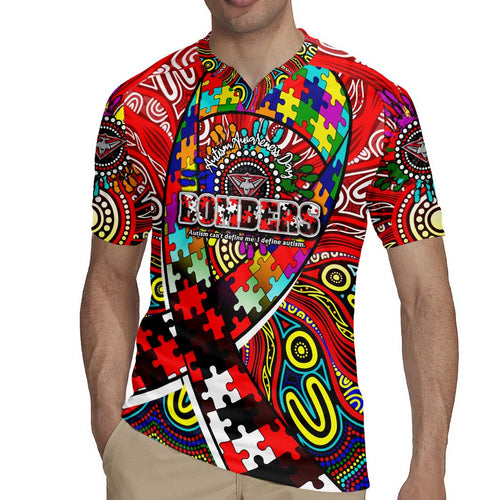 Autism Awareness Australia Essendon Bombers Rugby Jersey Aboriginal Indigenous Art
