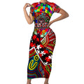 Autism Awareness Australia Essendon Bombers Short Sleeve Bodycon Dress Aboriginal Indigenous Art