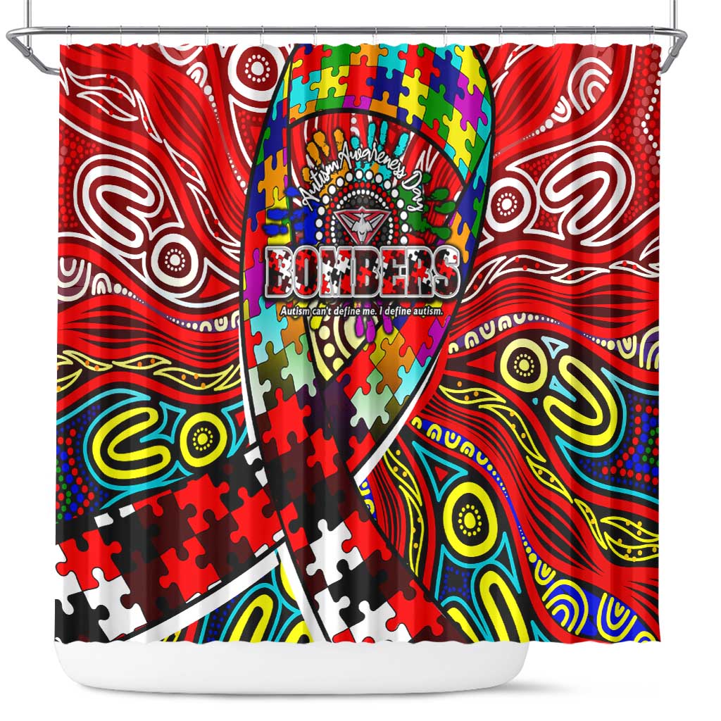 Autism Awareness Australia Essendon Bombers Shower Curtain Aboriginal Indigenous Art