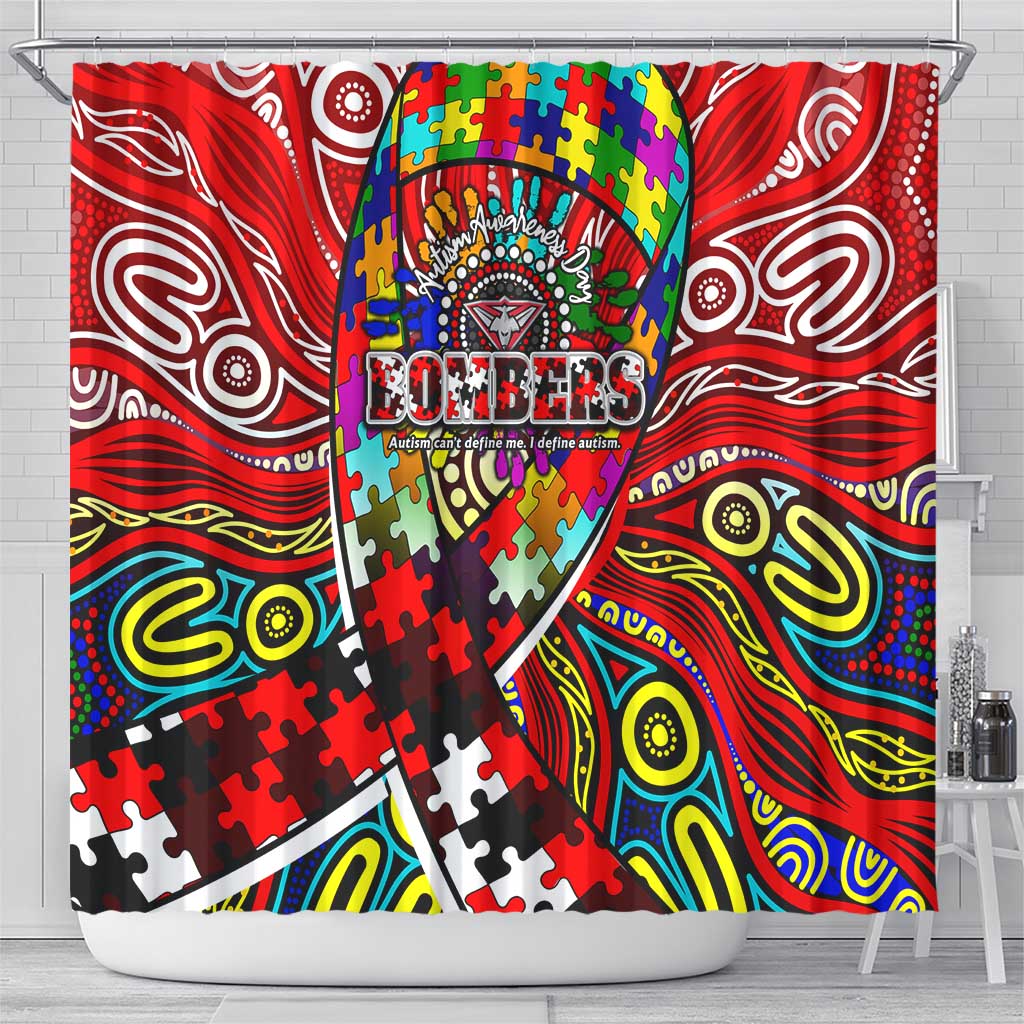 Autism Awareness Australia Essendon Bombers Shower Curtain Aboriginal Indigenous Art