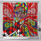 Autism Awareness Australia Essendon Bombers Shower Curtain Aboriginal Indigenous Art