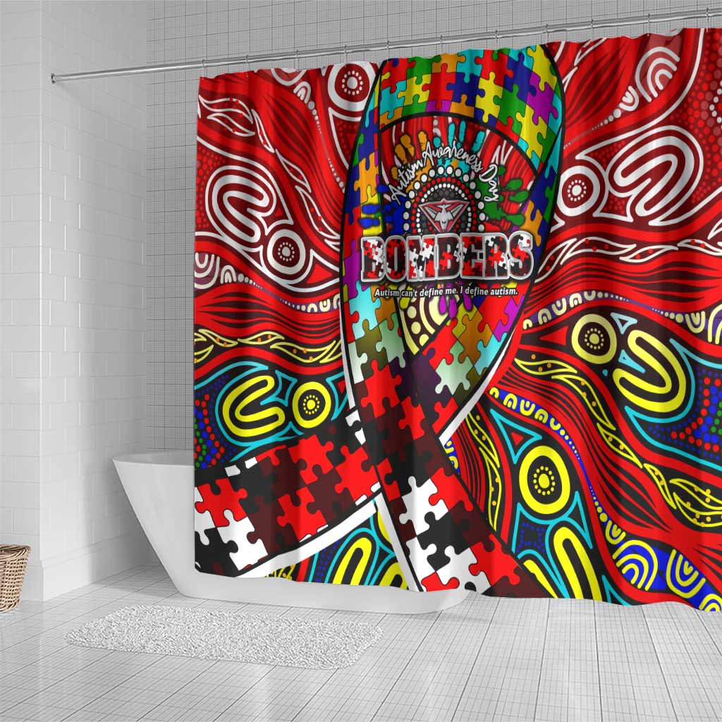Autism Awareness Australia Essendon Bombers Shower Curtain Aboriginal Indigenous Art