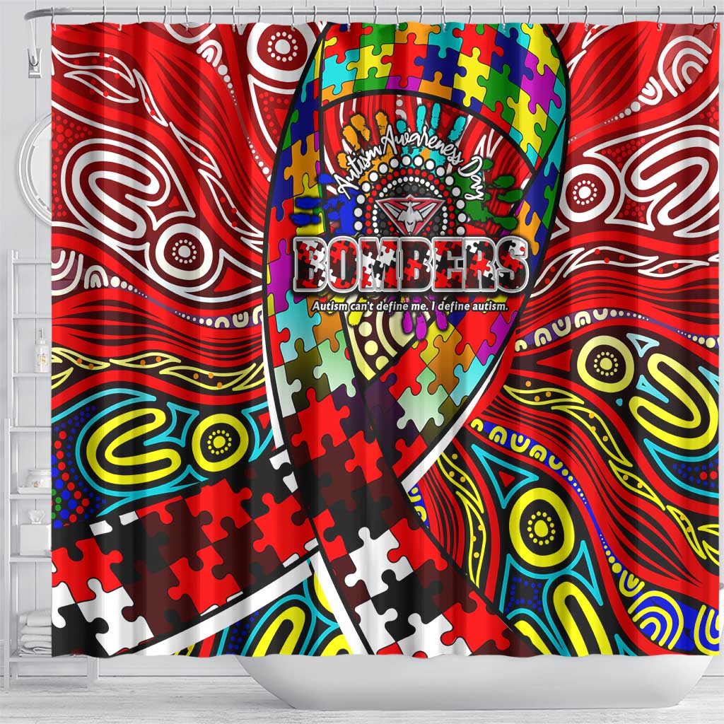 Autism Awareness Australia Essendon Bombers Shower Curtain Aboriginal Indigenous Art