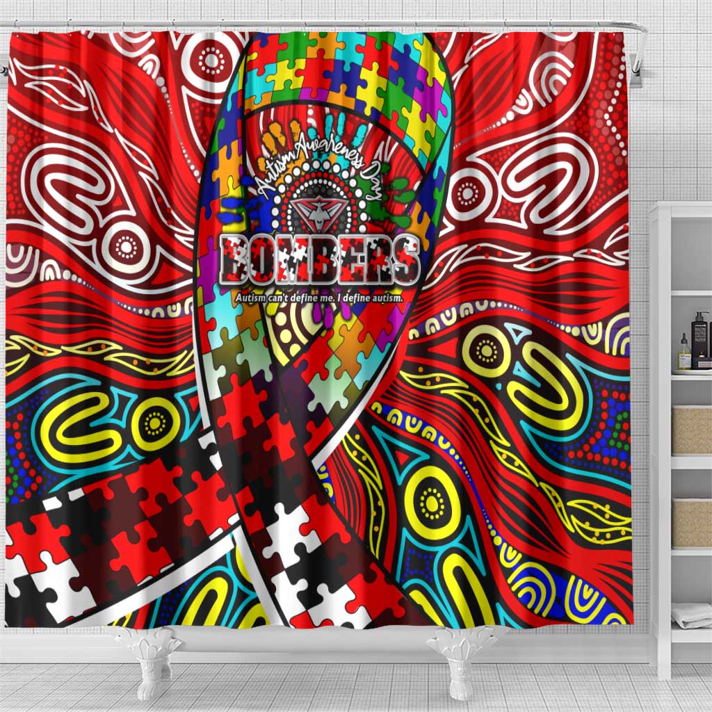 Autism Awareness Australia Essendon Bombers Shower Curtain Aboriginal Indigenous Art