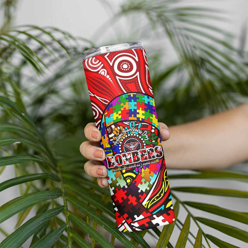 Autism Awareness Australia Essendon Bombers Skinny Tumbler Aboriginal Indigenous Art