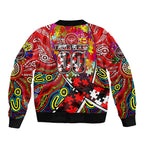 Autism Awareness Australia Essendon Bombers Sleeve Zip Bomber Jacket Aboriginal Indigenous Art