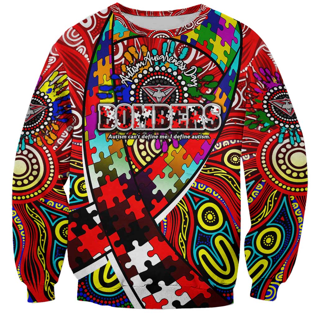 Autism Awareness Australia Essendon Bombers Sweatshirt Aboriginal Indigenous Art