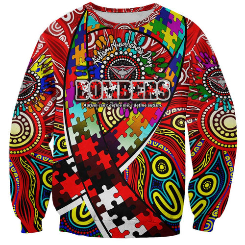 Autism Awareness Australia Essendon Bombers Sweatshirt Aboriginal Indigenous Art