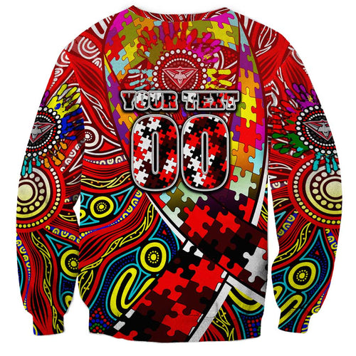 Autism Awareness Australia Essendon Bombers Sweatshirt Aboriginal Indigenous Art