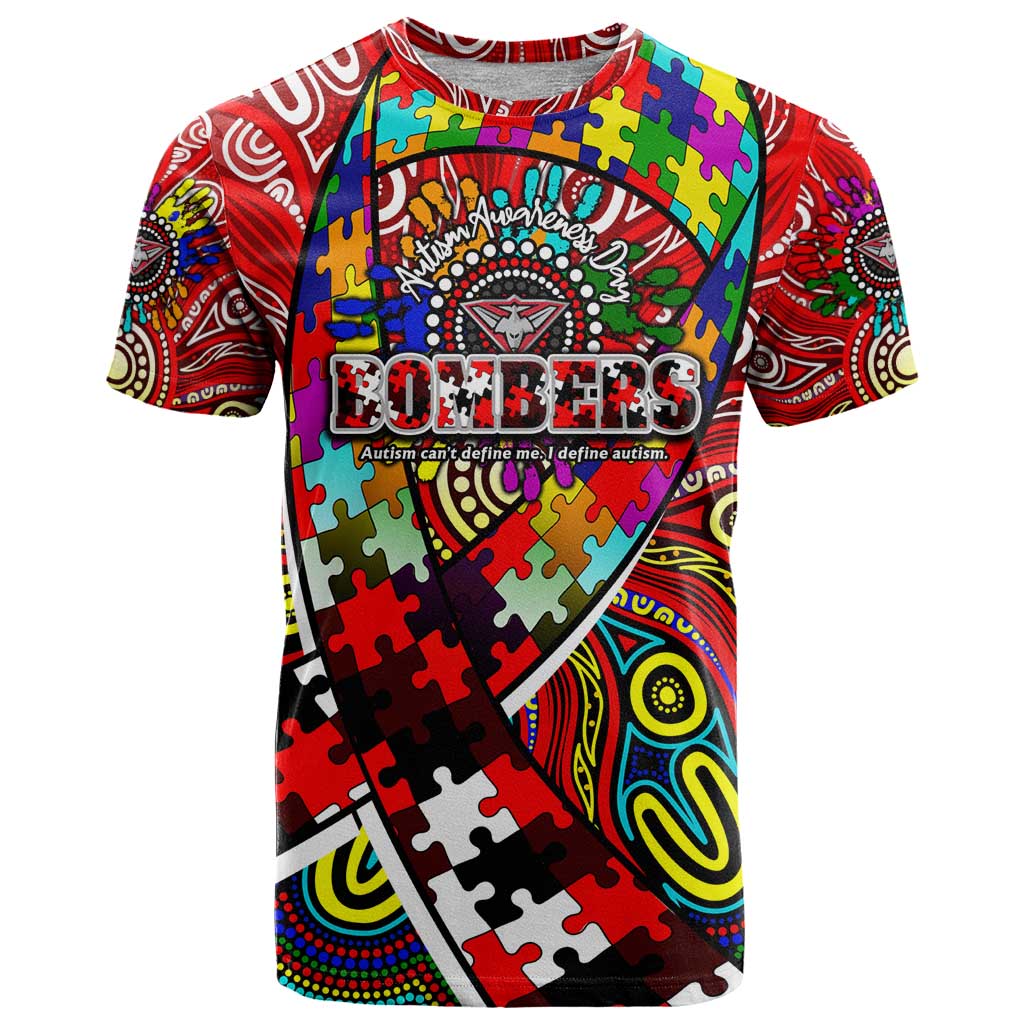 Autism Awareness Australia Essendon Bombers T Shirt Aboriginal Indigenous Art