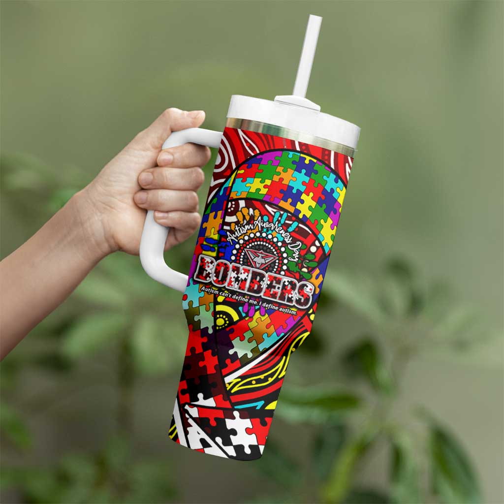 Autism Awareness Australia Essendon Bombers Tumbler With Handle Aboriginal Indigenous Art