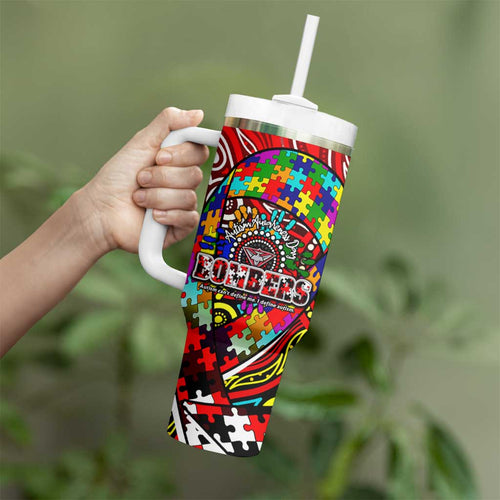 Autism Awareness Australia Essendon Bombers Tumbler With Handle Aboriginal Indigenous Art