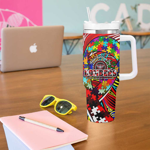 Autism Awareness Australia Essendon Bombers Tumbler With Handle Aboriginal Indigenous Art