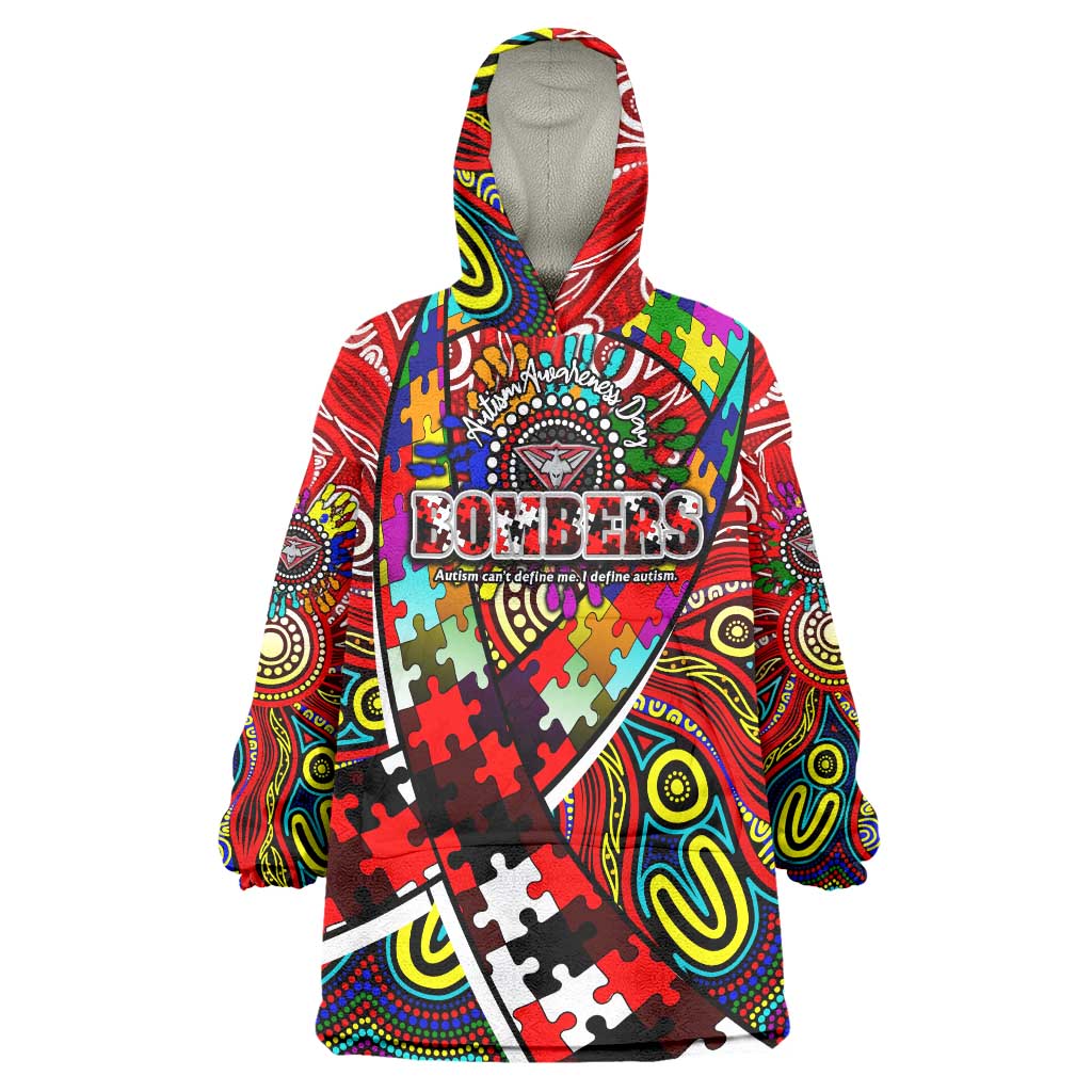 Autism Awareness Australia Essendon Bombers Wearable Blanket Hoodie Aboriginal Indigenous Art