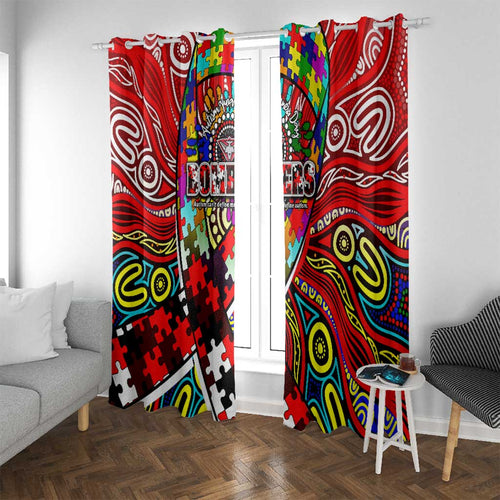 Autism Awareness Australia Essendon Bombers Window Curtain Aboriginal Indigenous Art