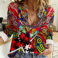 Autism Awareness Australia Essendon Bombers Women Casual Shirt Aboriginal Indigenous Art