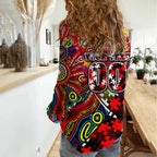 Autism Awareness Australia Essendon Bombers Women Casual Shirt Aboriginal Indigenous Art