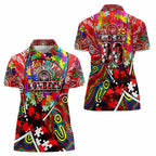Autism Awareness Australia Essendon Bombers Women Polo Shirt Aboriginal Indigenous Art