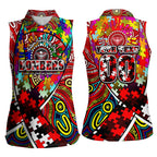 Autism Awareness Australia Essendon Bombers Women Sleeveless Polo Shirt Aboriginal Indigenous Art