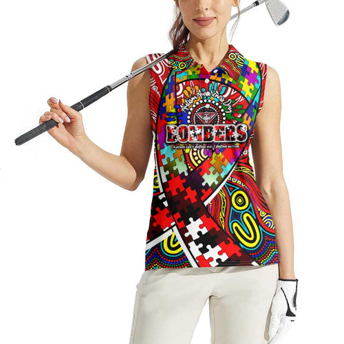 Autism Awareness Australia Essendon Bombers Women Sleeveless Polo Shirt Aboriginal Indigenous Art