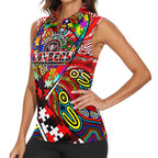 Autism Awareness Australia Essendon Bombers Women Sleeveless Polo Shirt Aboriginal Indigenous Art