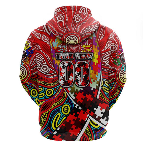 Autism Awareness Australia Essendon Bombers Zip Hoodie Aboriginal Indigenous Art