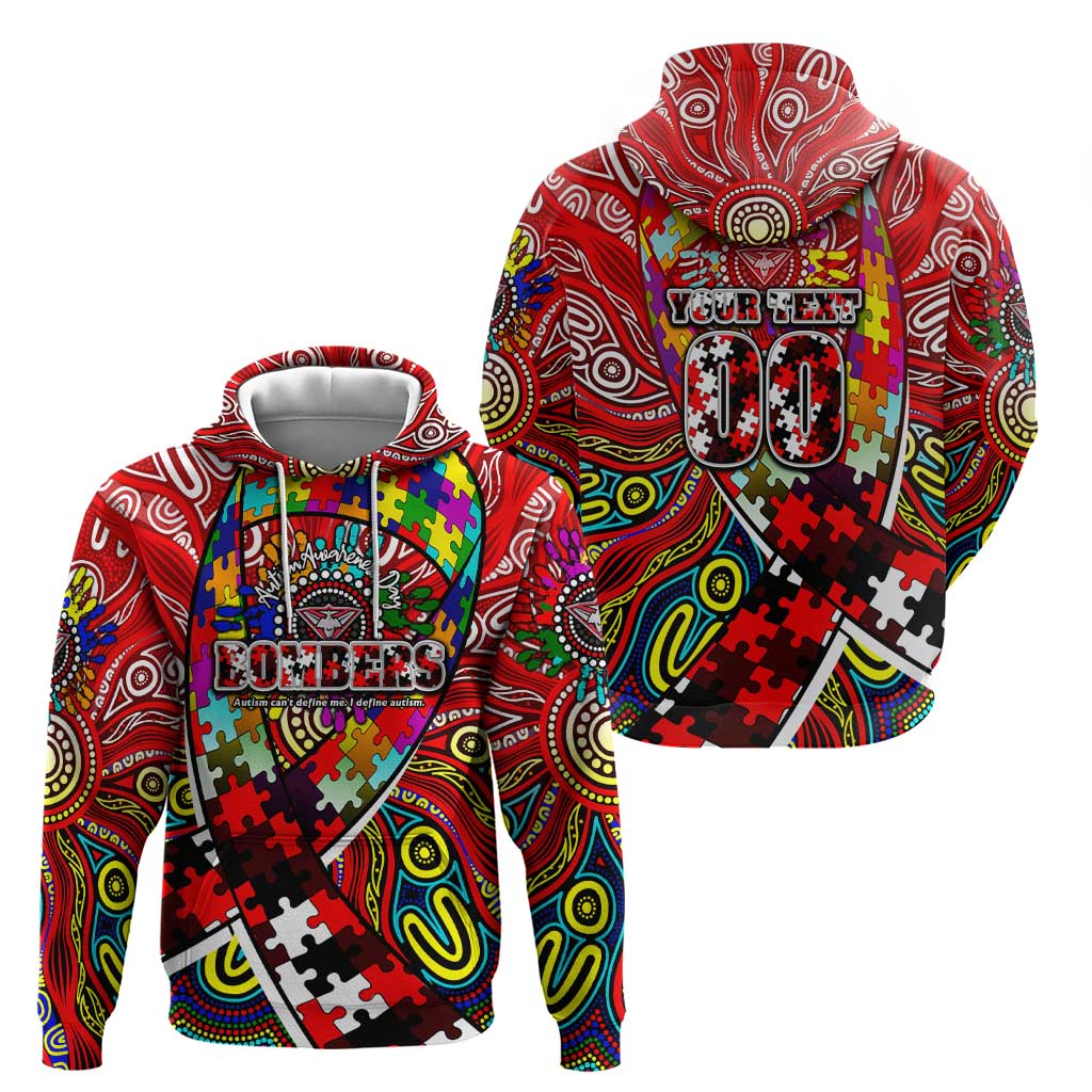 Autism Awareness Australia Essendon Bombers Zip Hoodie Aboriginal Indigenous Art