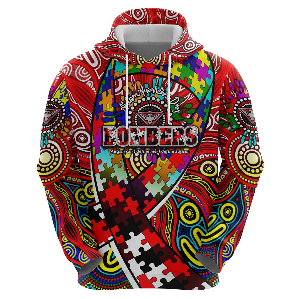 Autism Awareness Australia Essendon Bombers Zip Hoodie Aboriginal Indigenous Art