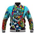 Autism Awareness Australia Port Adelaide Power Baseball Jacket Aboriginal Indigenous Art