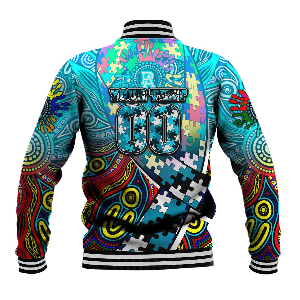 Autism Awareness Australia Port Adelaide Power Baseball Jacket Aboriginal Indigenous Art