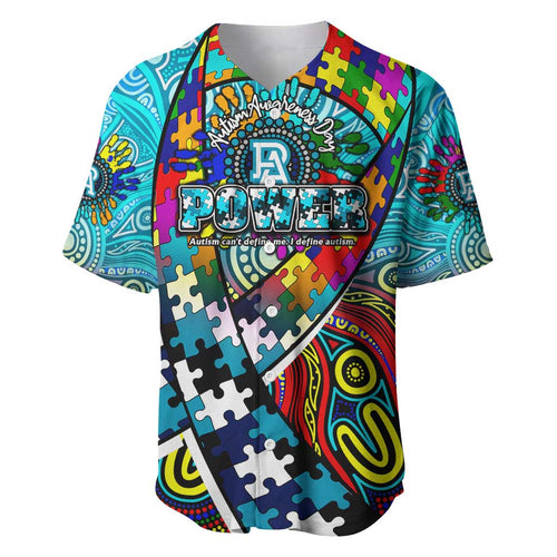 Autism Awareness Australia Port Adelaide Power Baseball Jersey Aboriginal Indigenous Art
