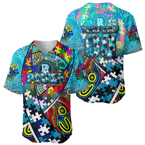 Autism Awareness Australia Port Adelaide Power Baseball Jersey Aboriginal Indigenous Art