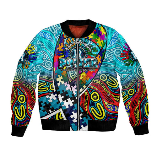 Autism Awareness Australia Port Adelaide Power Bomber Jacket Aboriginal Indigenous Art