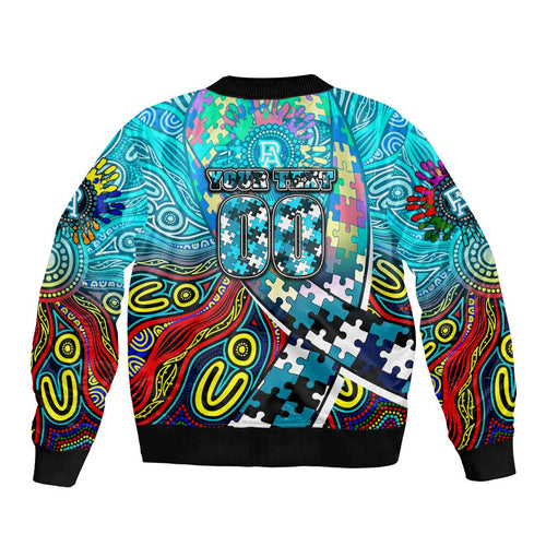 Autism Awareness Australia Port Adelaide Power Bomber Jacket Aboriginal Indigenous Art